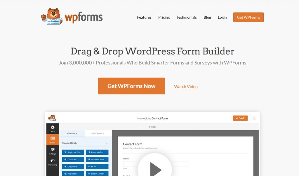 cele mai bune formulare de contact pentru WordPress - WPforms