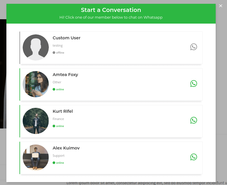 plug-in de bouton de contact WhatsApp