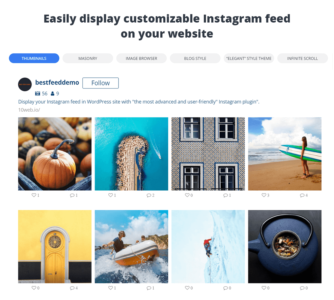 10Web, plugin per feed di Instagram