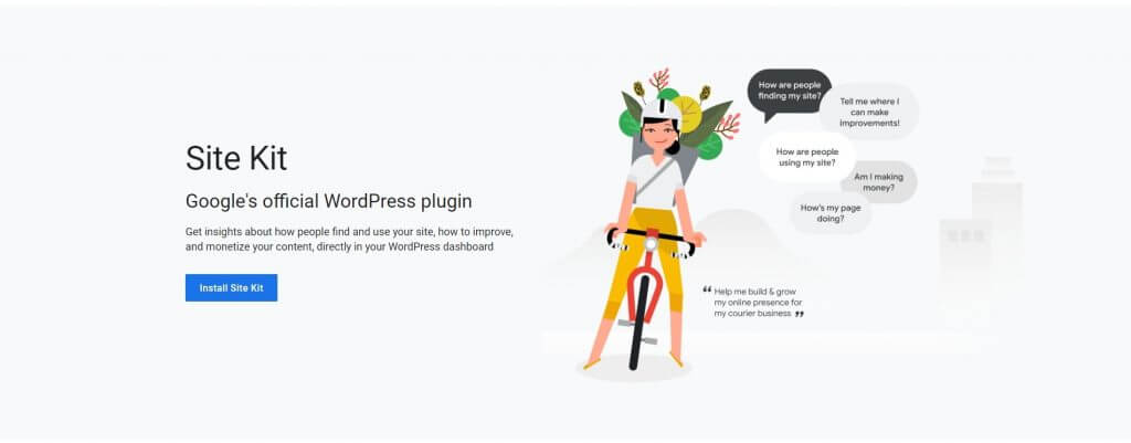 Google site kit WordPress - หน้าแรกของชุดเว็บไซต์