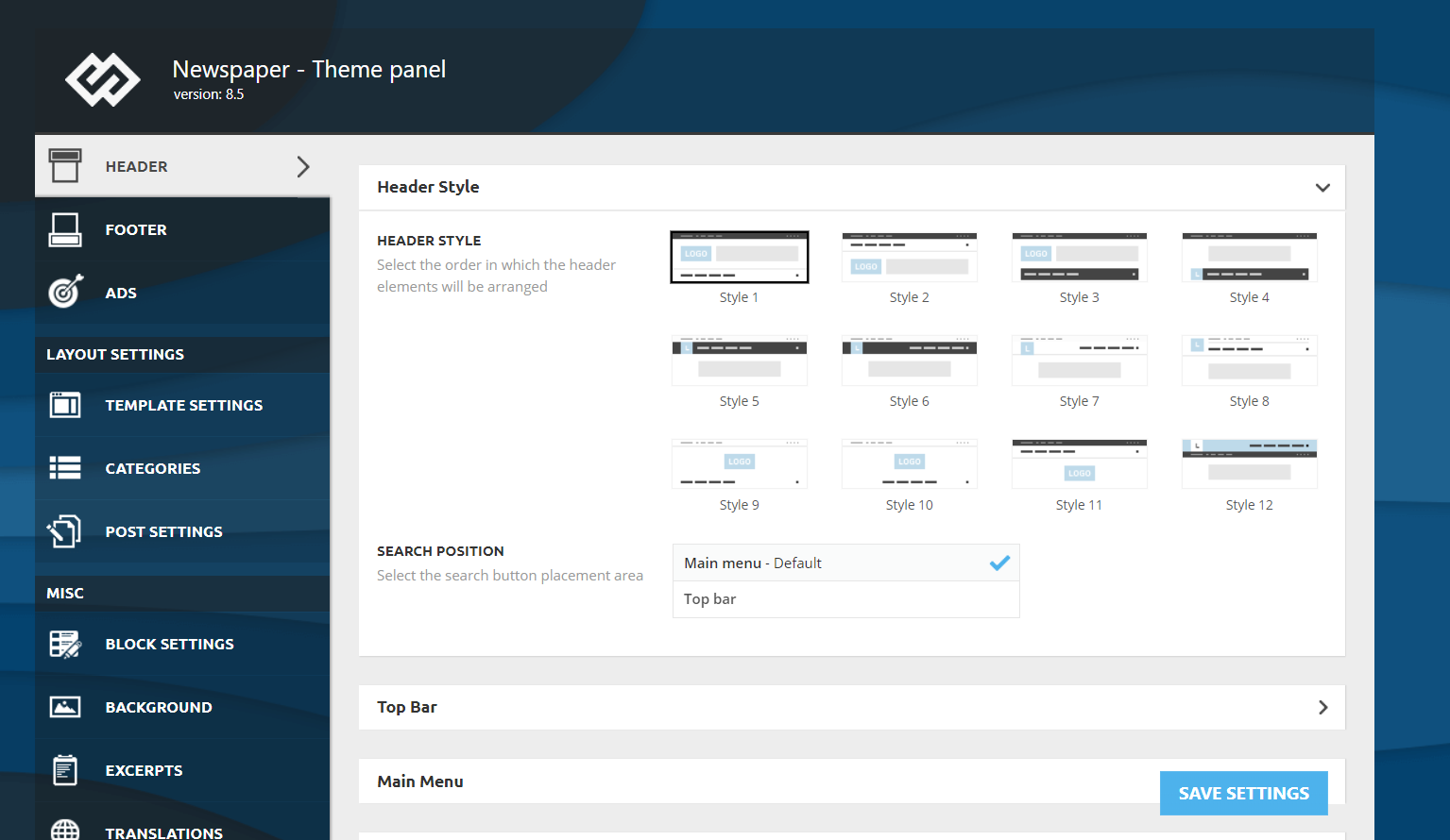 Come modificare l'intestazione in WordPress con il tema Giornale