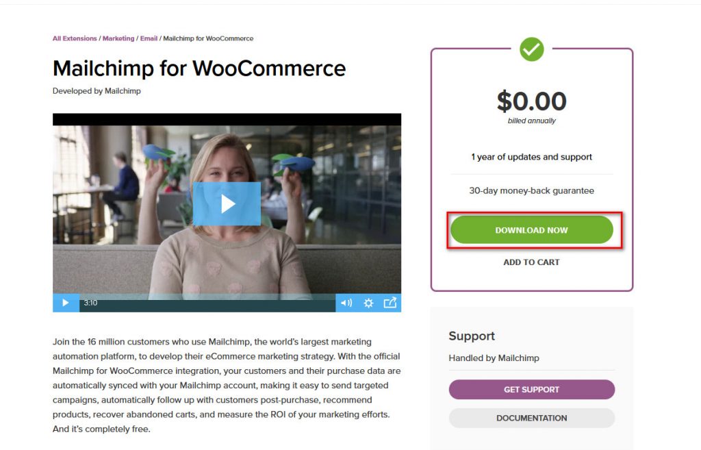 MailChimp woocommerce - scarica