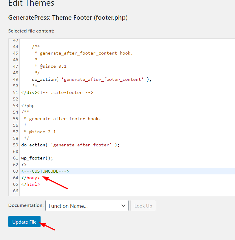 แก้ไขส่วนท้ายของ WordPress - ตัวแก้ไขธีม