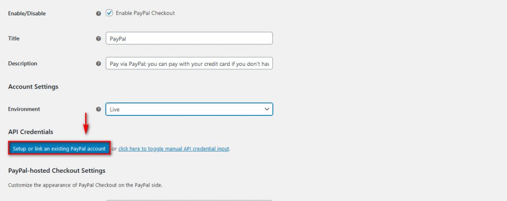 woocommerce paypal - ข้อมูลรับรอง API