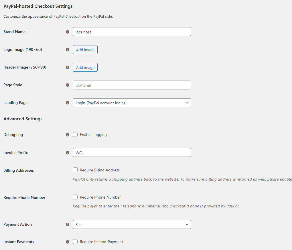 woocommerce paypal - configuración de pago