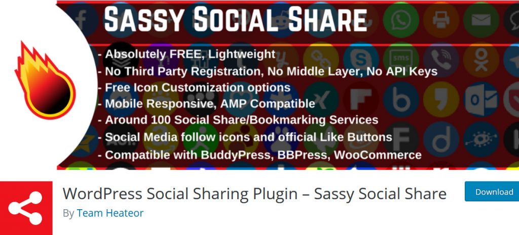 distribuie postarea wordpress pe whatsapp - Sassy social share