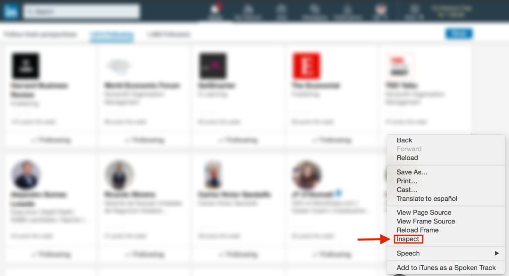 Dejar de seguir las conexiones a granel en la versión suave de LinkedIn php