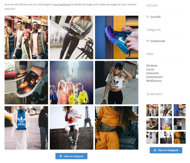 integrar wordpress com instagram - barra lateral de widgets