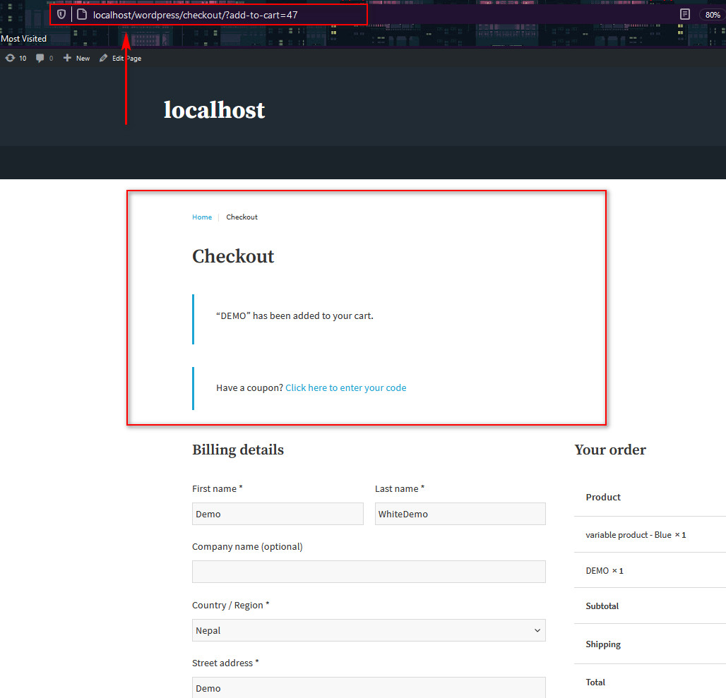 tautan checkout langsung woocommerce - pratinjau checkout langsung