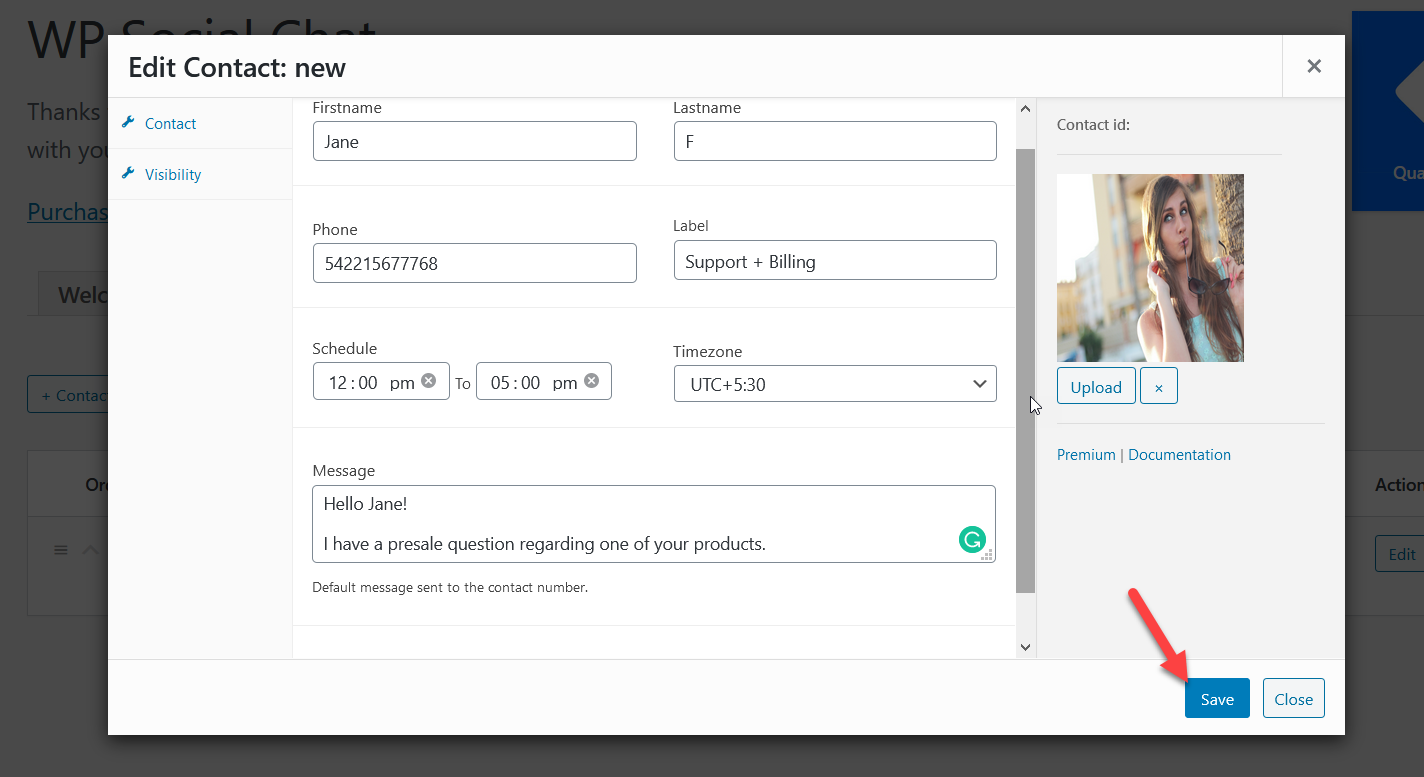 บันทึกการติดต่อ whatsapp ใหม่