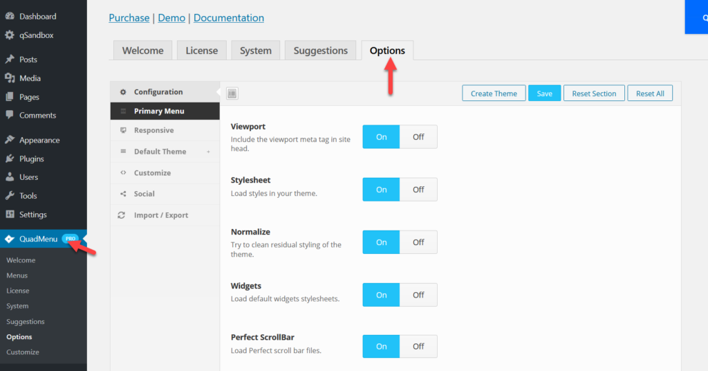 أضف أيقونات الوسائط الاجتماعية إلى قائمة WordPress - خيارات Quadmenu