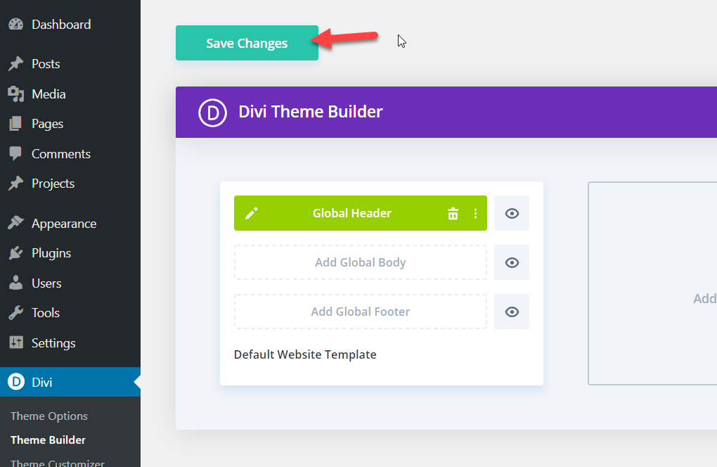 Come rendere appiccicosa l'intestazione Divi (Guida passo passo): salva le opzioni di divi builder