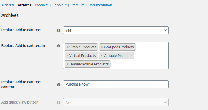 substituir adicionar ao texto do carrinho e redirecionar para o checkout