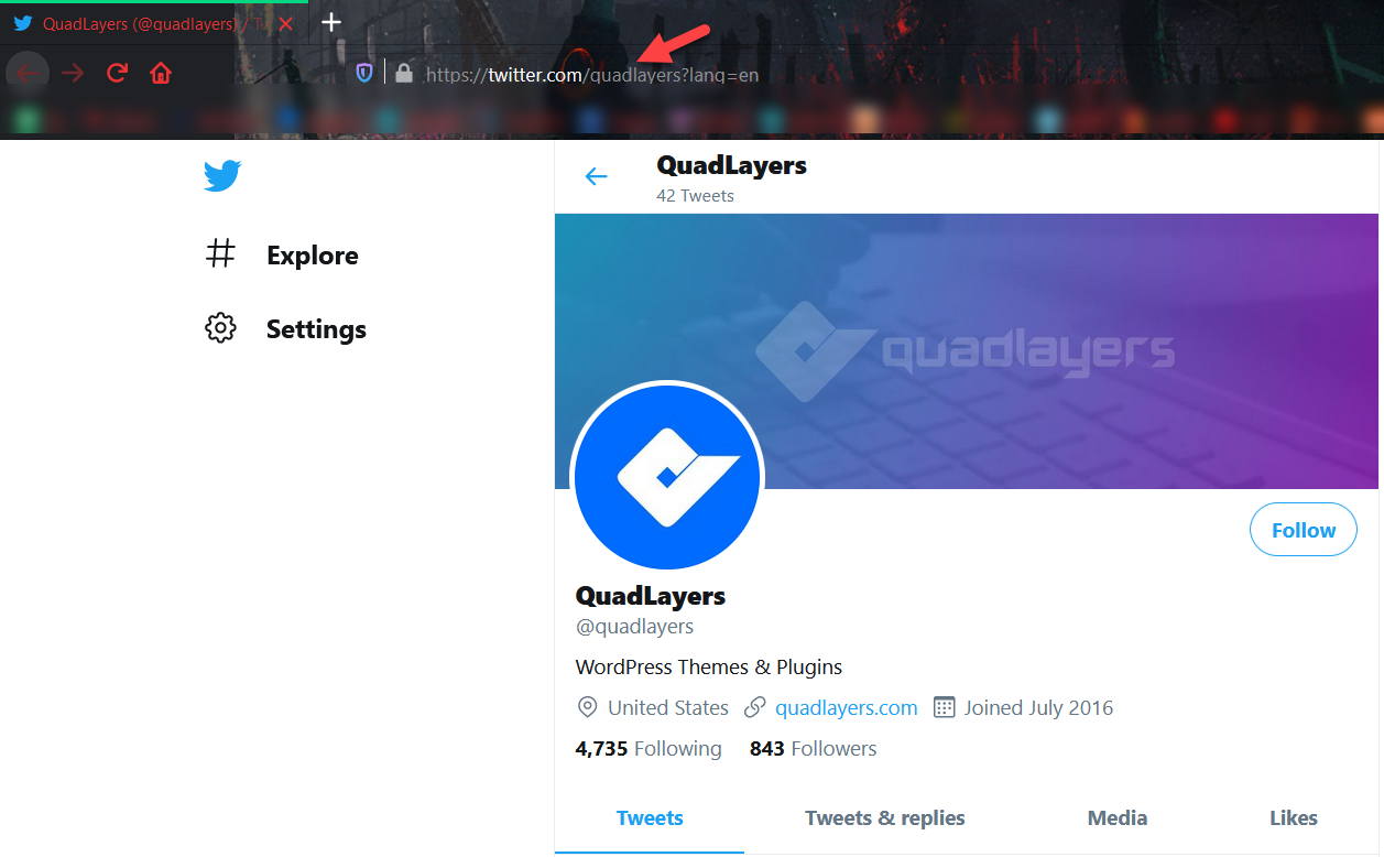 подключить твиттер к wordpress - дескриптор твиттера QuadLayers