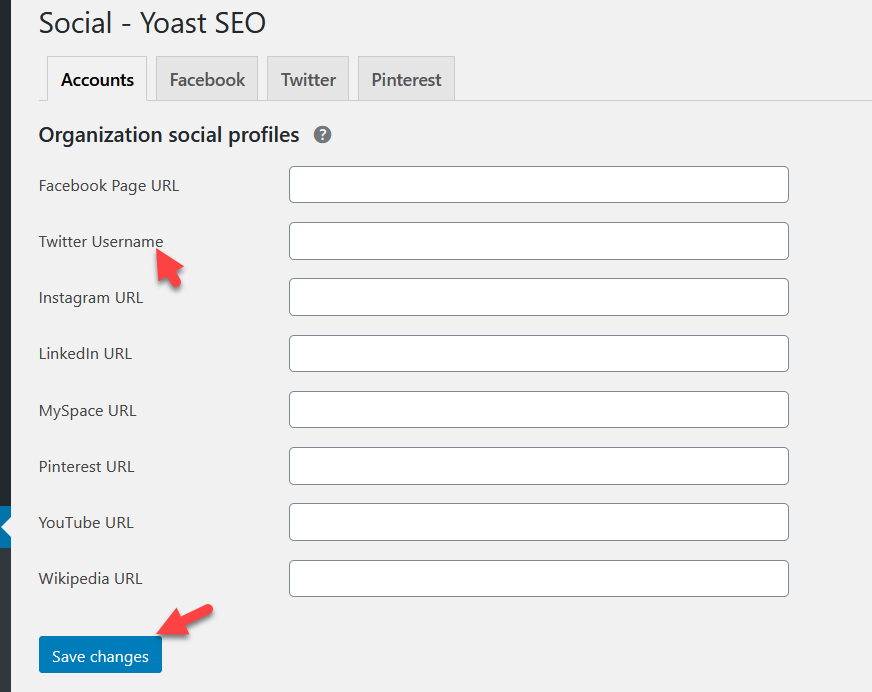 เชื่อมต่อ Twitter กับ WordPress - ชื่อผู้ใช้ Twitter