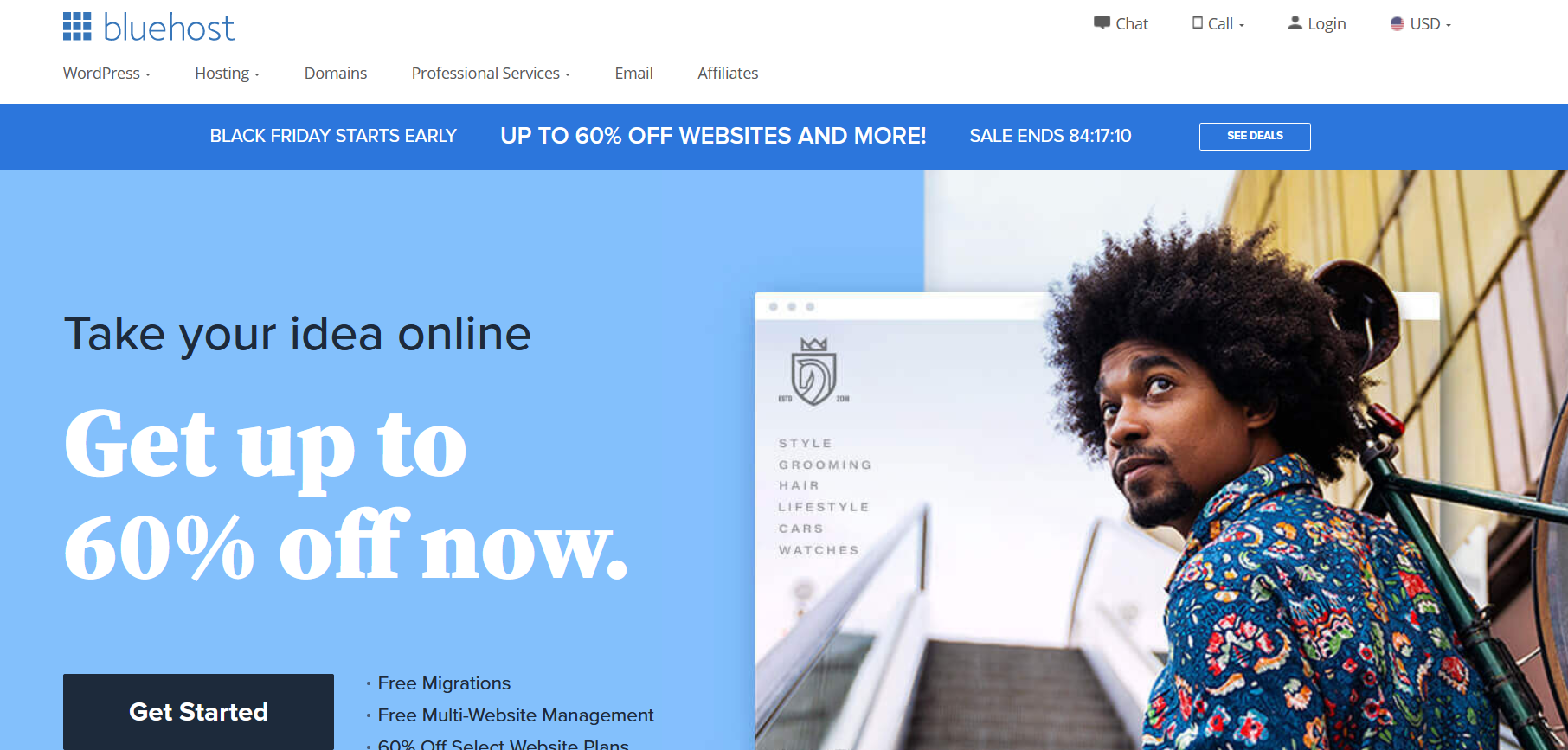 WordPress 托管服务 - bluehost