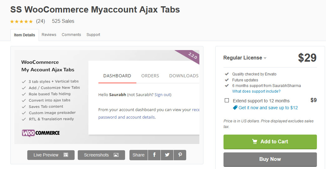 complementos para personalizar la página de mi cuenta - ss woocommerce myaccount ajax tabs