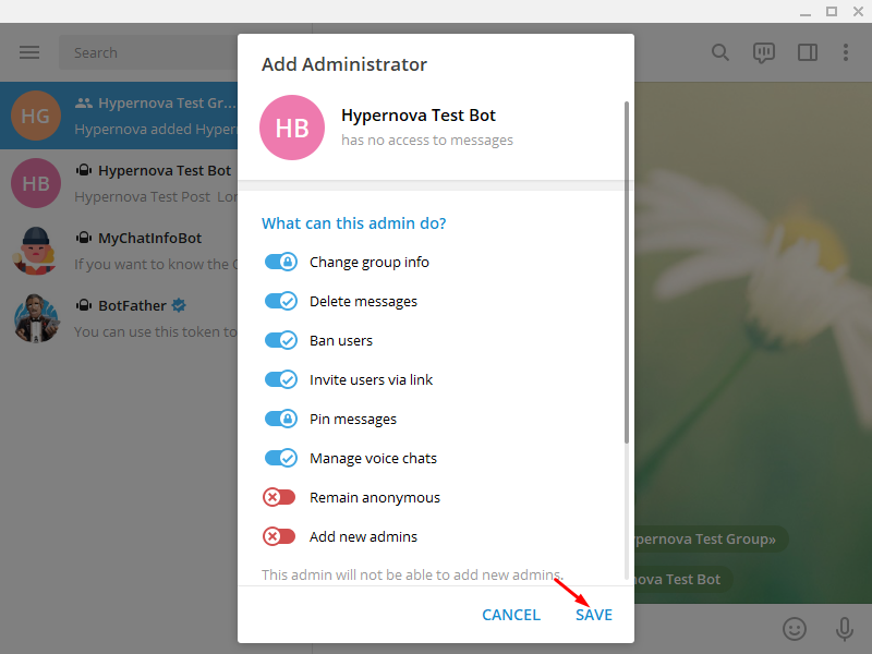 Adicione o Telegram ao WordPress - Torne o Bot o Administrador