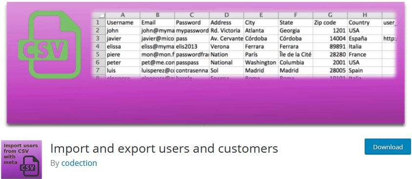 import și export clienți woocommerce - titlu plugin