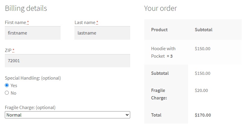 Tambahkan biaya ke checkout WooCommerce - Logika bersyarat