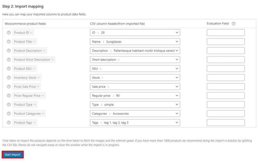 Produktimport Mapping Export von WooCommerce-Produkten