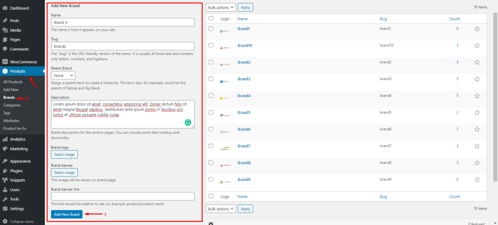 เพิ่มแบรนด์ใหม่ใน WooCommerce