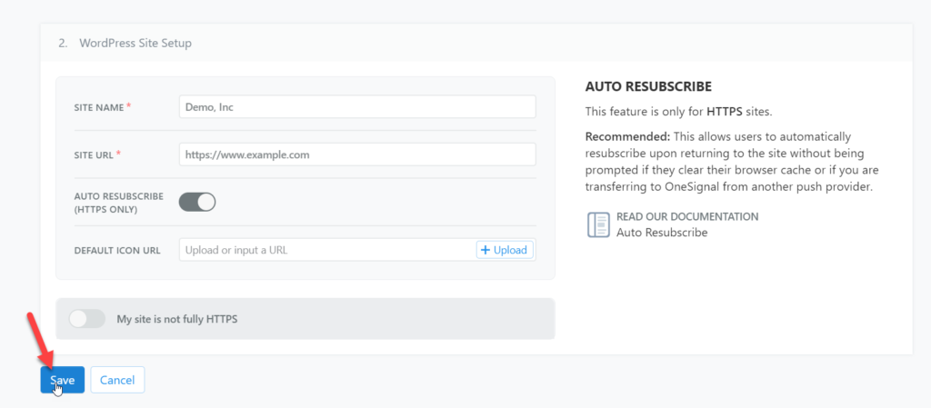 agregue notificaciones automáticas a la configuración del sitio wordpress onesignal