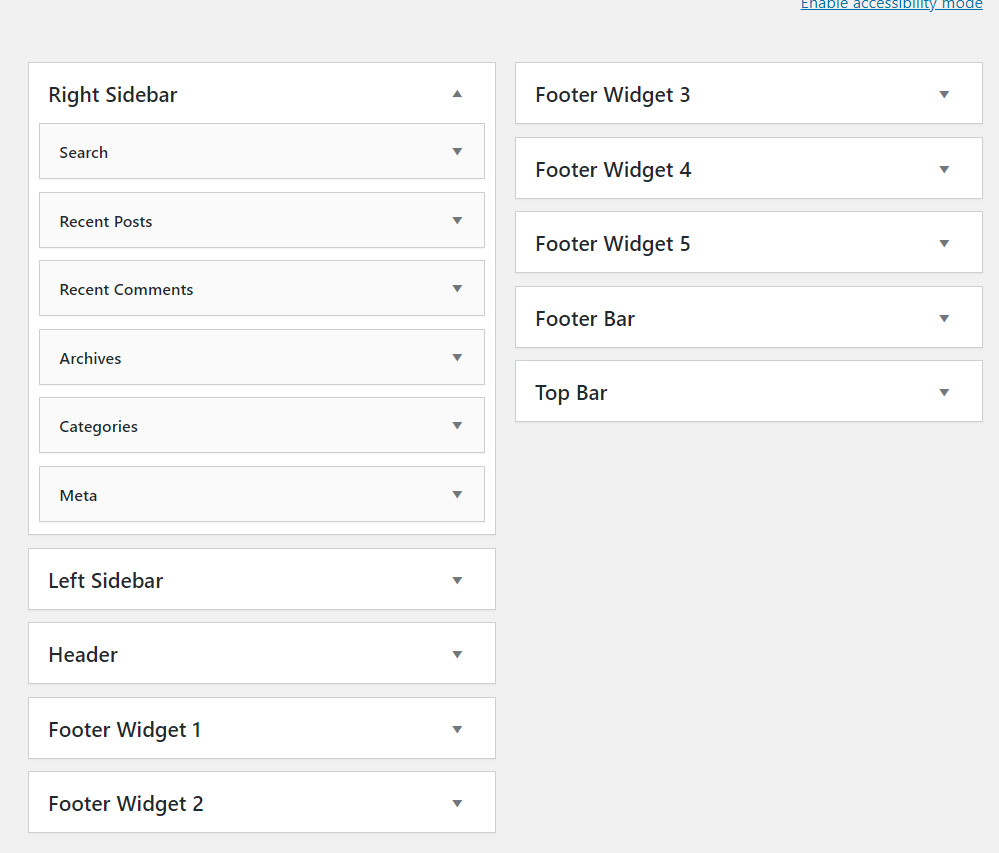 zones de widgets