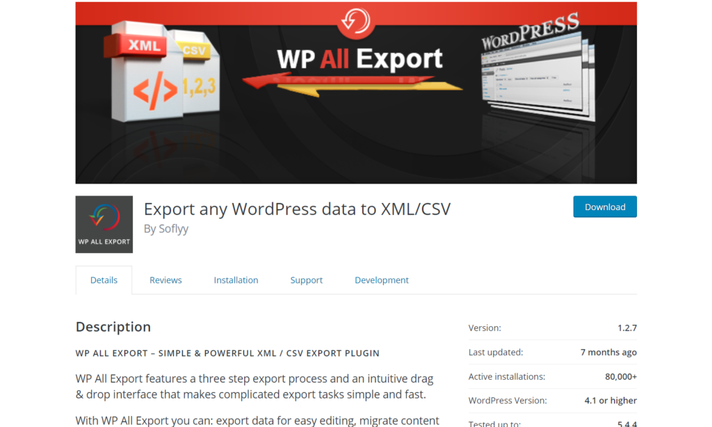 wp toda la exportación