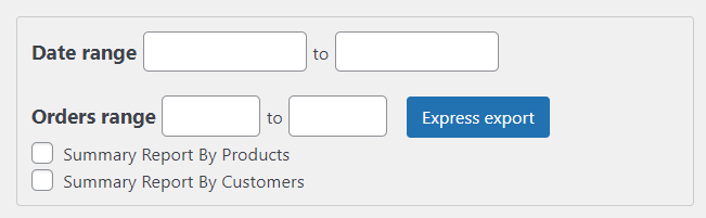 ordini di esportazione in woocommerce - ordine basato sull'intervallo di date