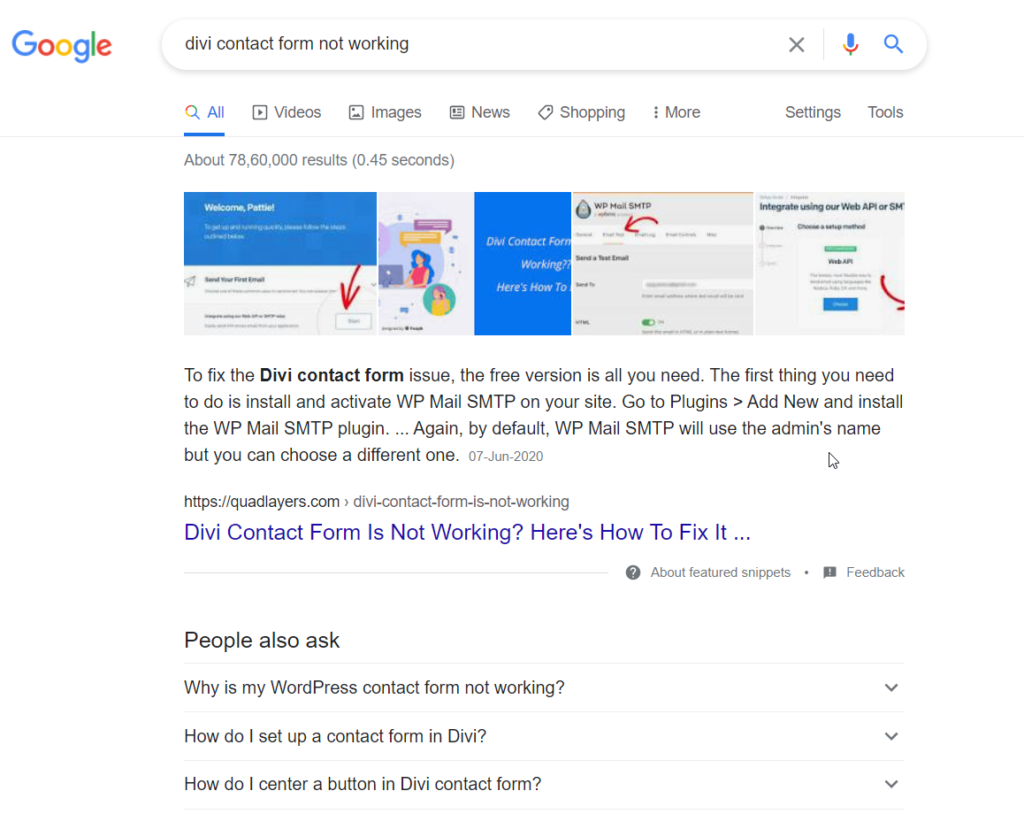 formulir kontak divi tidak berfungsi pencarian google