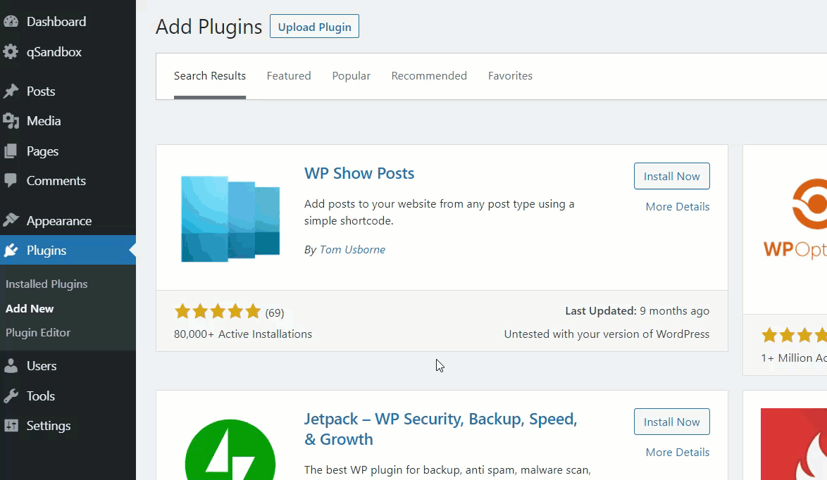 plugin wp show posts diinstal