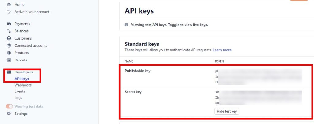 stripe api keys ทดสอบคำสั่งซื้อ woocommerce