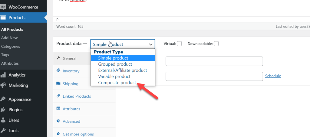 منتج مركب woocommerce - نوع مركب