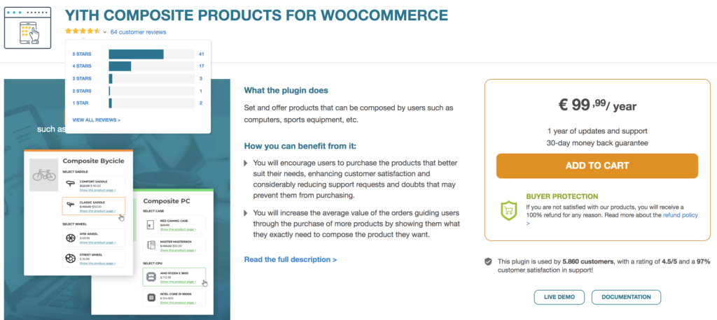 最佳複合產品插件 - 適用於 WooCommerce 的 YITH 複合產品