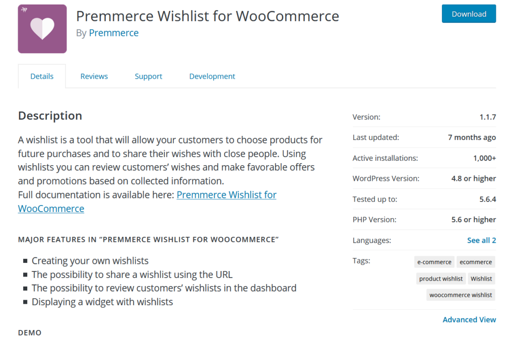 plugin per liste dei desideri di woocommerce - lista dei desideri premmerce