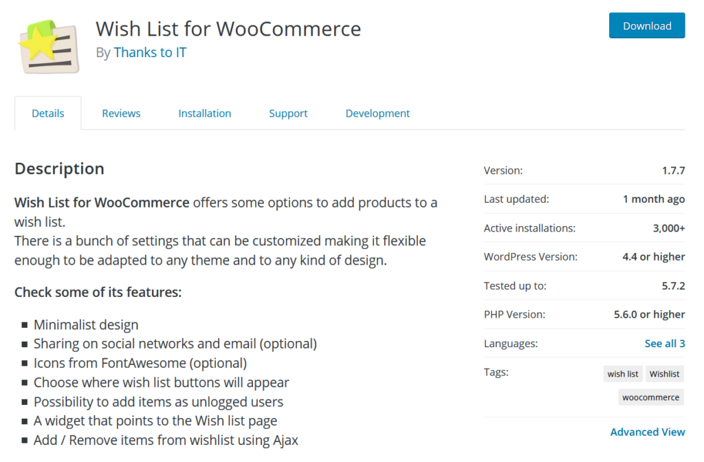 lista dei desideri per woocommerce