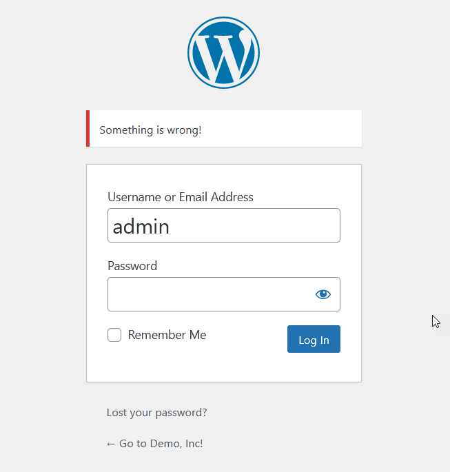 что-то не так ошибка входа в wordpress