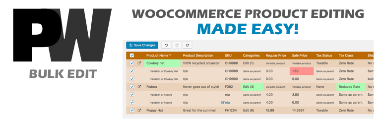 PW WooCommerce 일괄 편집