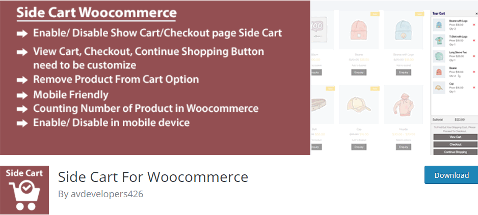 woocommerce 迷你购物车插件 - WooCommerce 的侧边购物车