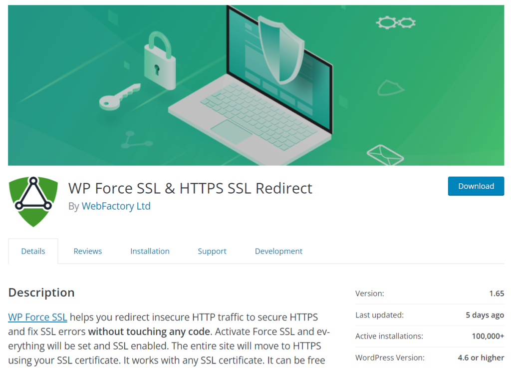 用于重定向 WordPress 页面的插件 - wp force ssl