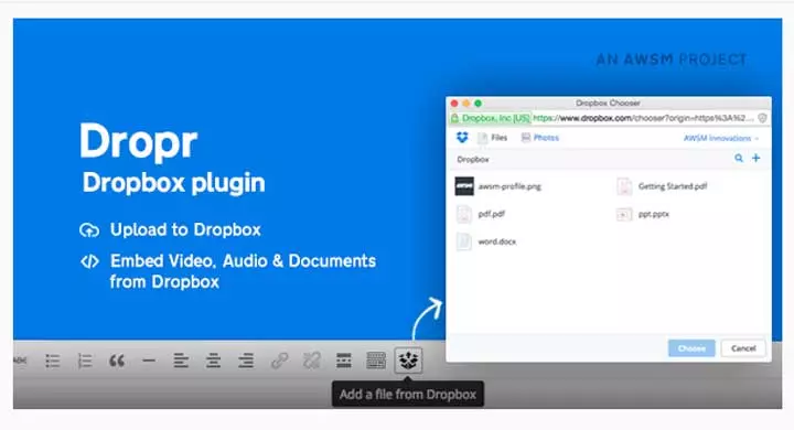 Dropr - Complemento de Dropbox para WordPress