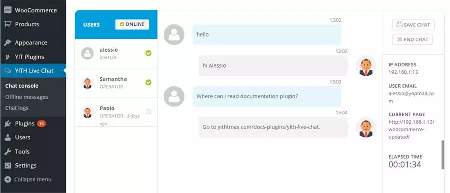 YITH WordPress 实时聊天