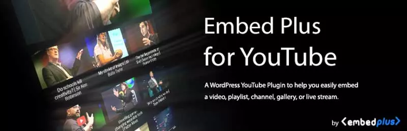 Reprodutor de vídeo do YouTube Embed Plus WordPress