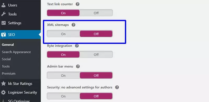 Mapa del sitio Yoast SEO