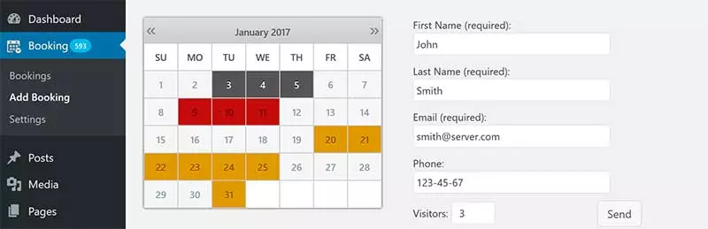 Plugin WordPress du calendrier de réservation