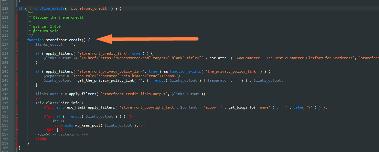 Cómo eliminar el enlace de pie de página construido con Storefront y Woocommerce