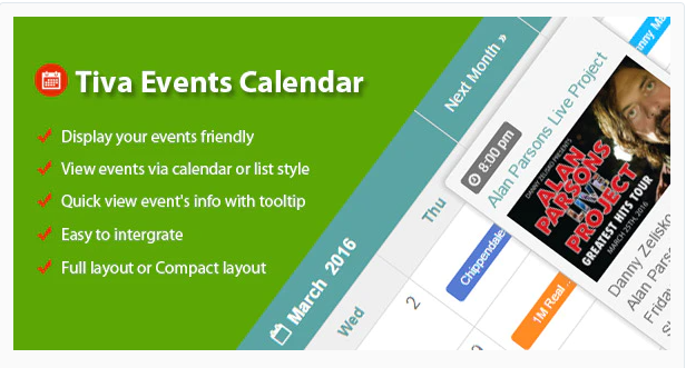 Calendar de evenimente Tiva pentru WordPress