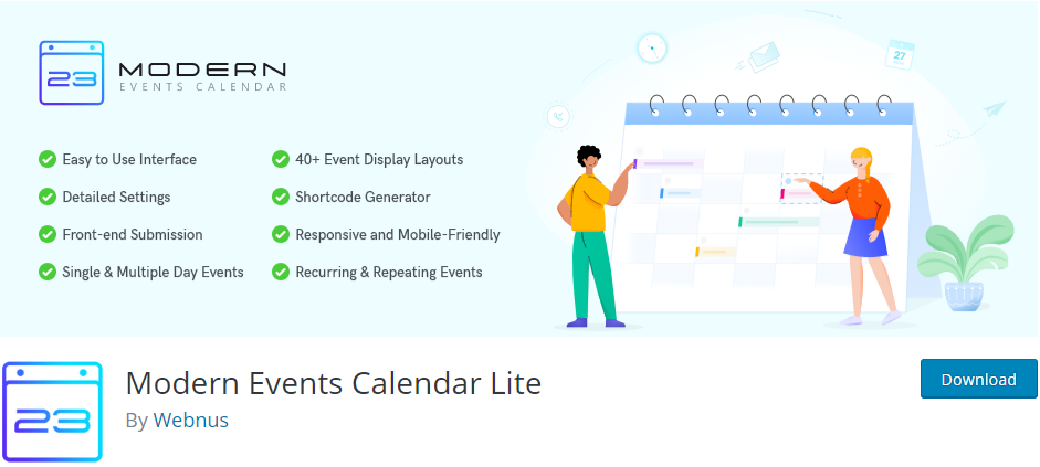 Calendar de evenimente modern