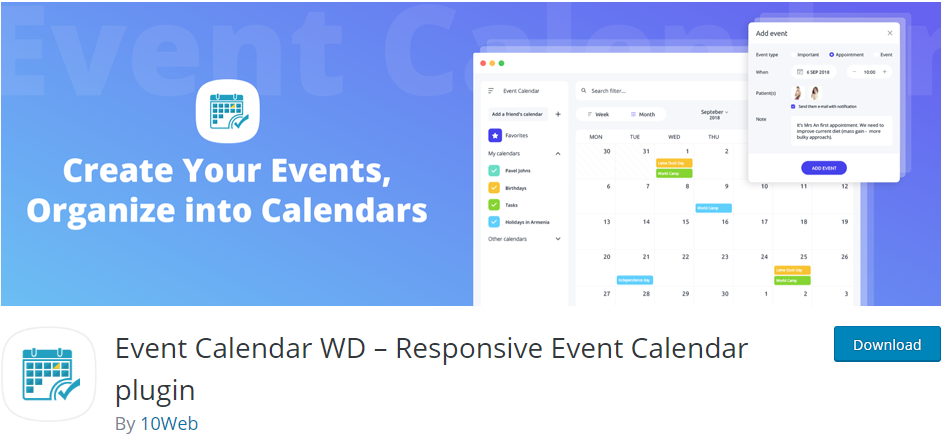 Calendarul evenimentelor WD